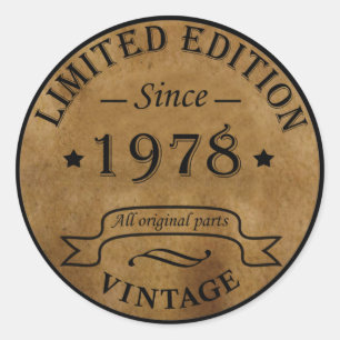 Born in 1978 vintage birthday classic round sticker