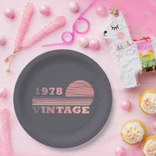 born in 1978 vintage birthday gift paper plate