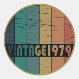 Born in 1979 vintage birthday classic round sticker