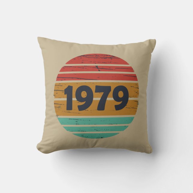 Born in 1979 vintage birthday gift cushion (Front)