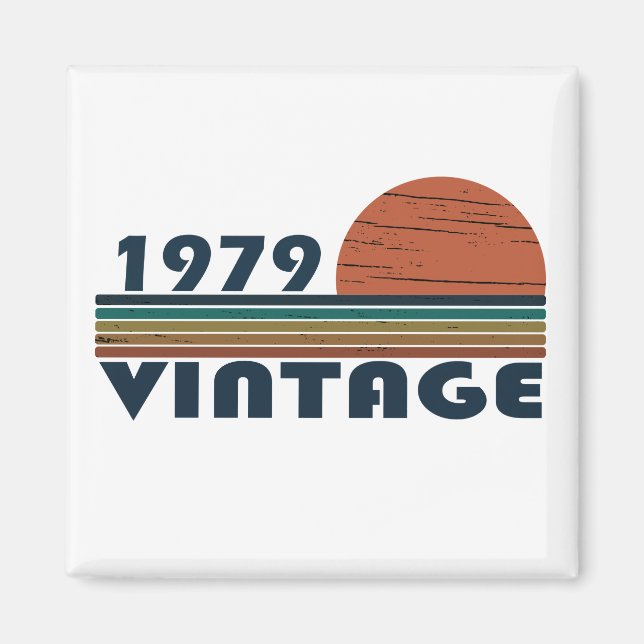 Born in 1979 vintage birthday gift magnet (Front)