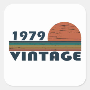 Born in 1979 vintage birthday gift square sticker