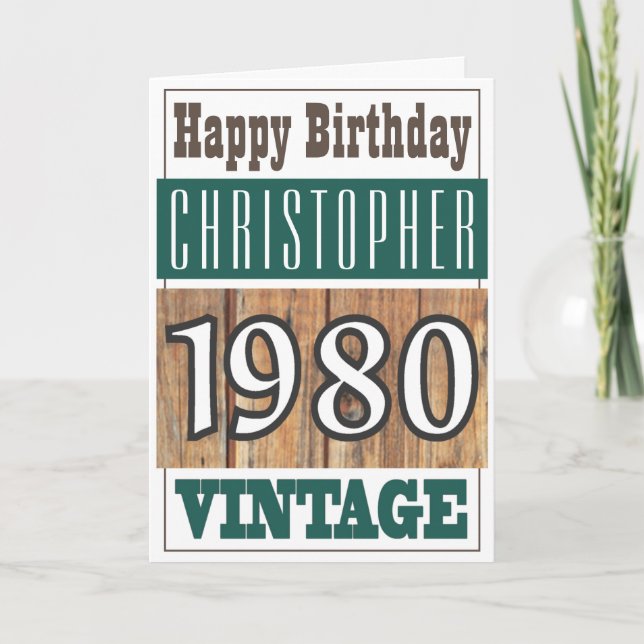 Born in 1980 Greetings Card (Front)