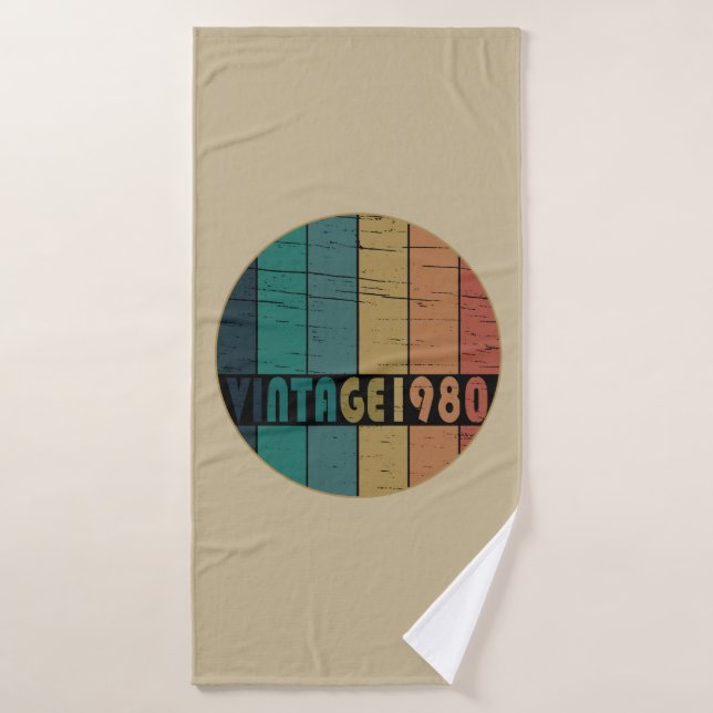 Born in 1980 vintage birthday bath towel (Bath Towel)