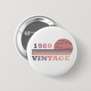 born in 1980 vintage birthday gift 6 cm round badge