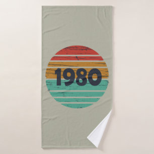 Born in 1980 vintage birthday gift bath towel