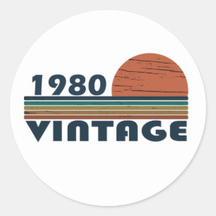 Born in 1980 vintage birthday gift classic round sticker
