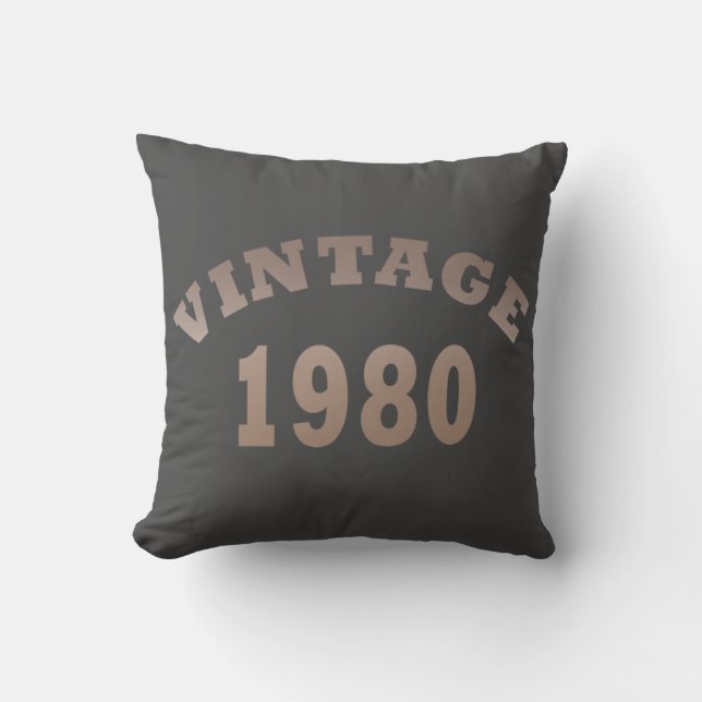 Born in 1980 vintage birthday gift cushion (Front)