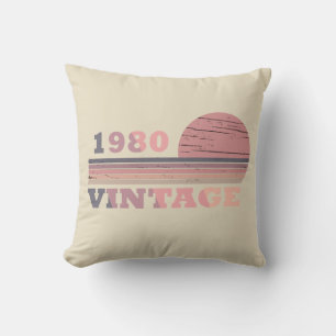 born in 1980 vintage birthday gift cushion