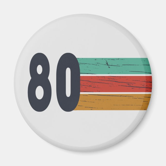 Born in 1980 vintage birthday gift magnet (Front)