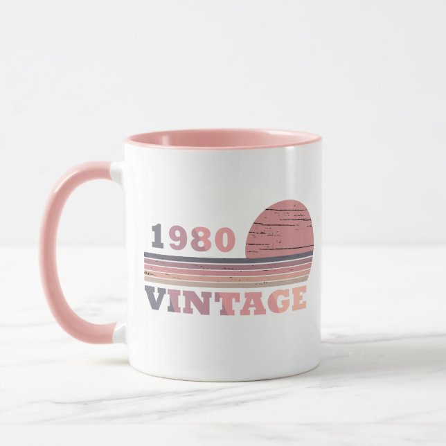 born in 1980 vintage birthday gift mug (Left)