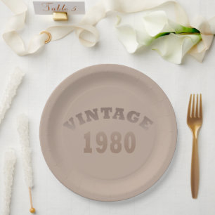 Born in 1980 vintage birthday gift paper plate
