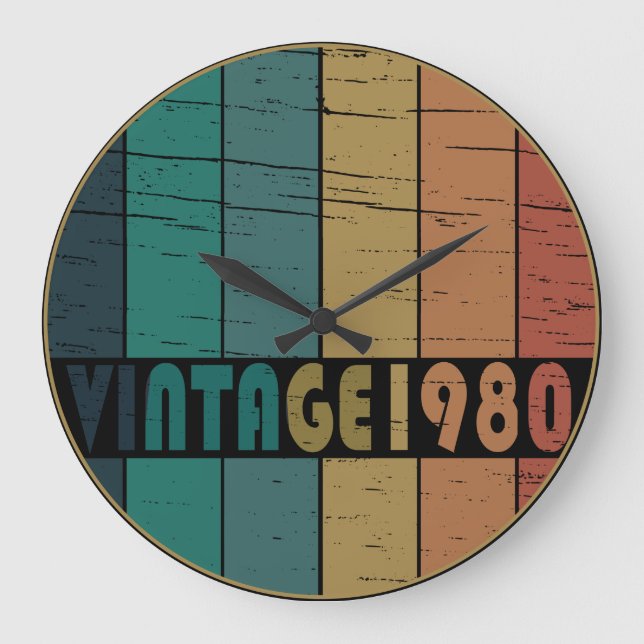 Born in 1980 vintage birthday large clock (Front)