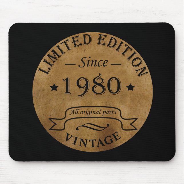 Born in 1980 vintage birthday mouse mat (Front)