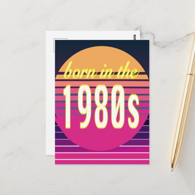 Born in 1980s, Millennials, Gen X, Birth Year Postcard (Front/Back In Situ)