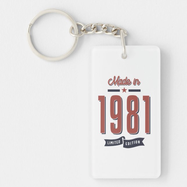 Born in 1981 Birthday Key Ring (Front)