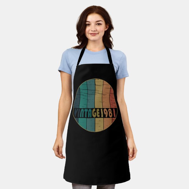Born in 1981 vintage birthday apron (Worn)