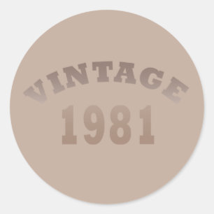 Born in 1981 vintage birthday classic round sticker