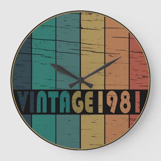 born in 1981 vintage birthday large clock (Front)