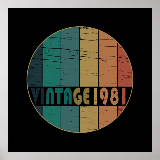 Born in 1981 vintage birthday poster (Front)
