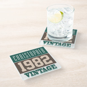 Born in 1982, Personalised Gift Glass Coaster