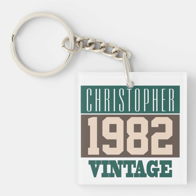 Born in 1982, Personalised Gift Key Ring (Front)