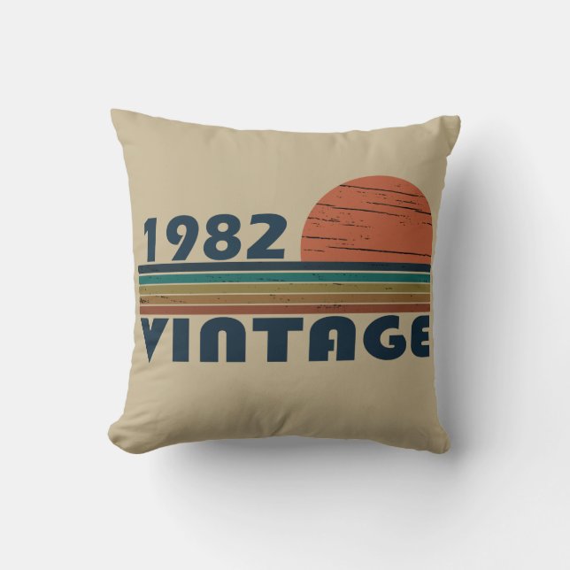 Born in 1982 vintage birthday gift cushion (Front)