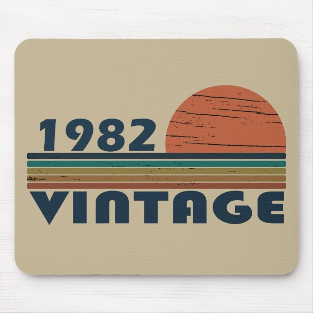 Born in 1982 vintage birthday gift mouse mat (Front)