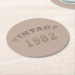 Born in 1982 vintage birthday round paper coaster