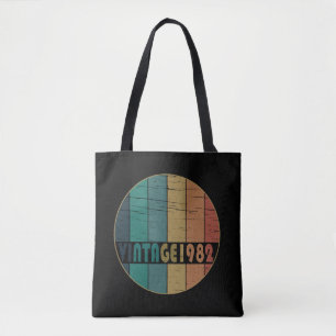 Born in 1982 vintage birthday tote bag