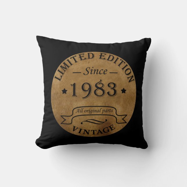 Born in 1983 vintage birthday gift cushion (Front)
