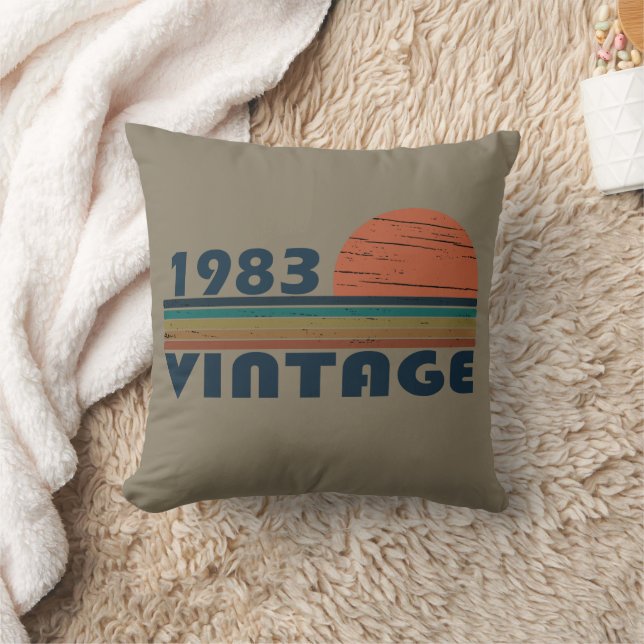 Born in 1983 vintage birthday gift cushion (Blanket)