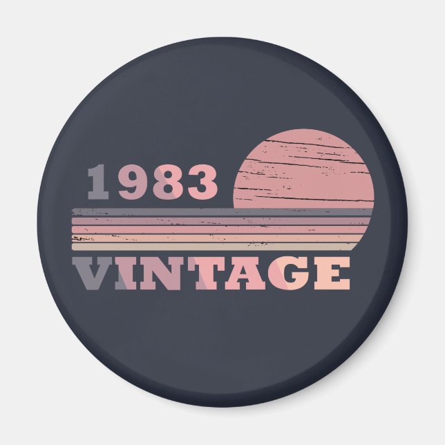 born in 1983 vintage birthday gift magnet (Front)