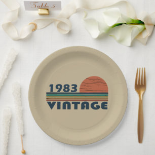 Born in 1983 vintage birthday gift paper plate