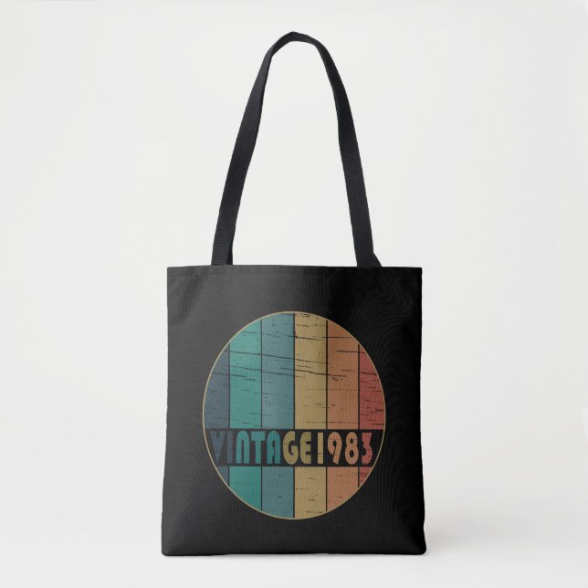 Born in 1983 vintage birthday tote bag (Front)