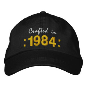 Born in 1984 or Any Year 30th Birthday V02S BLACK Embroidered Hat