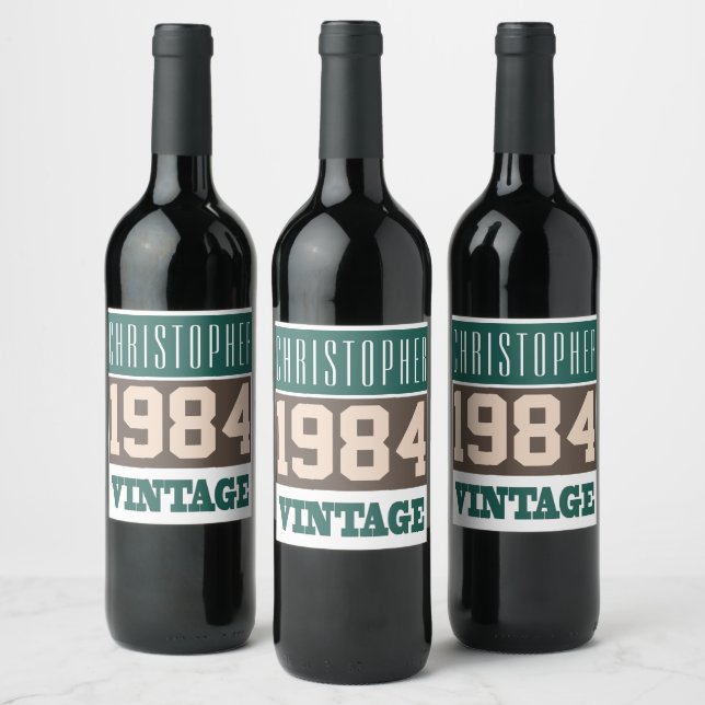 Born in 1984, Personalised Year of Birth Wine Label (Bottles)