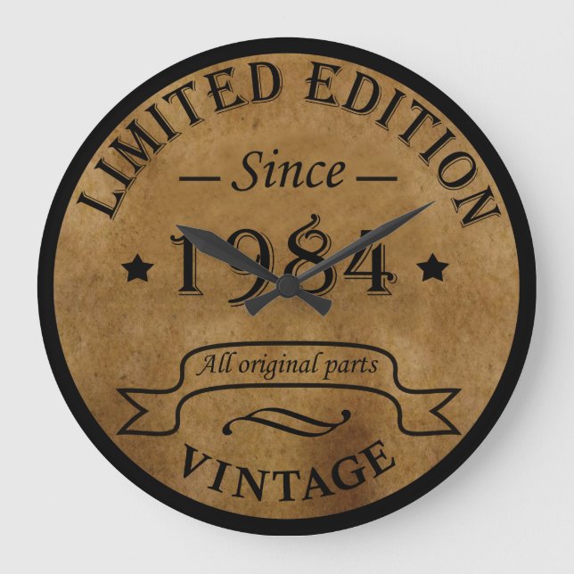 Born in 1984 vintage birthday large clock (Front)