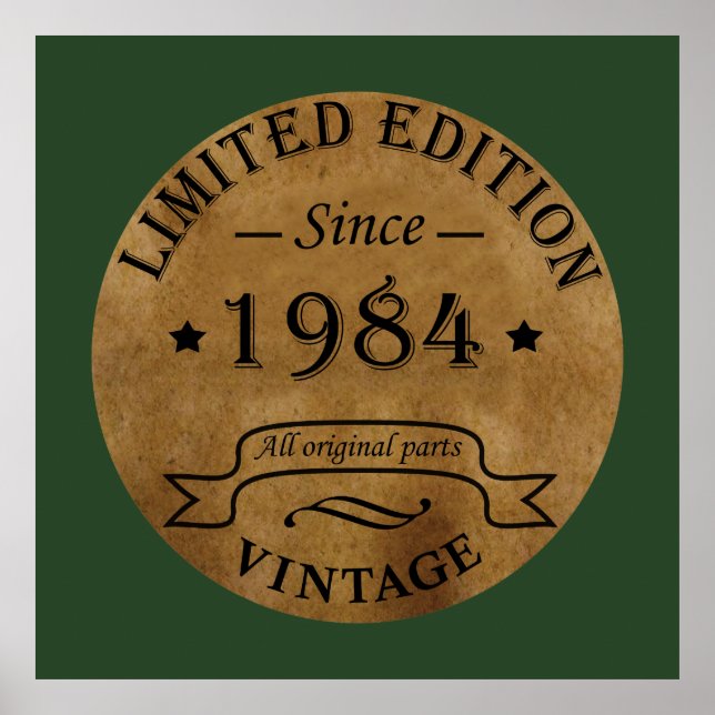 born in 1984 vintage birthday poster (Front)