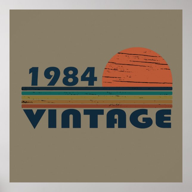 Born in 1984 vintage classic sunset poster (Front)