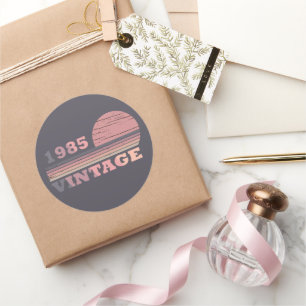 Born in 1985 elegant modern vintage birthday party classic round sticker