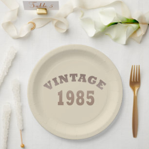 Born in 1985 elegant modern vintage birthday party paper plate