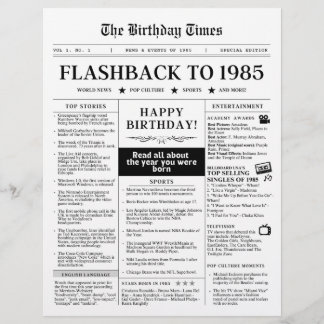 Born in 1985 Mock Newspaper black and white