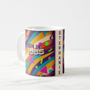 Born in 1985 Personalized Mug - 80s Neon Geometric