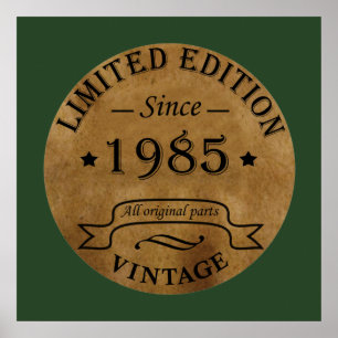 Born in 1985 vintage birthday poster