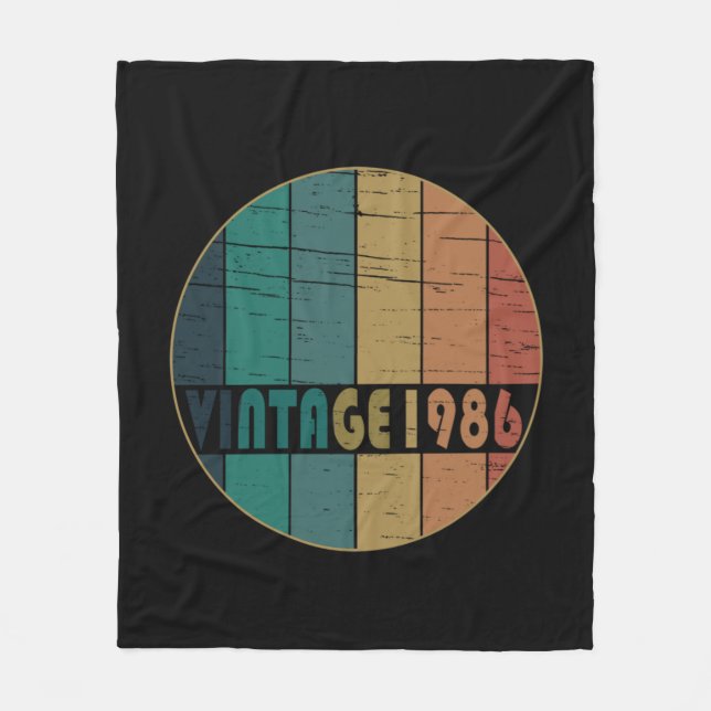 born in 1986 vintage birthday fleece blanket (Front)