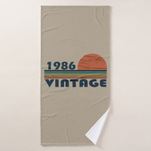 born in 1986 vintage birthday gift bath towel