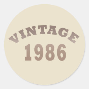 Born in 1986 vintage birthday gift classic round sticker