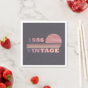 born in 1986 vintage birthday gift napkin