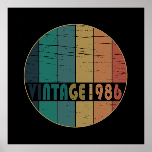 born in 1986 vintage birthday poster (Front)